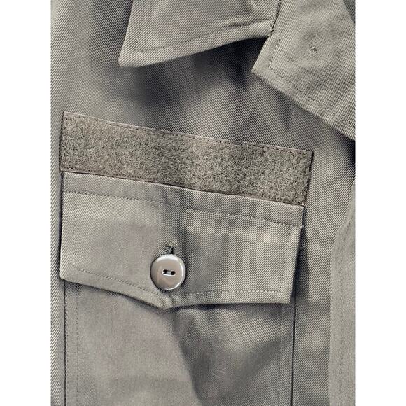 HEERESEIGENTUM Men's Vintage Olive Green Button-Up Long Sleeve Slama Shirt SZ M - Picture 4 of 12